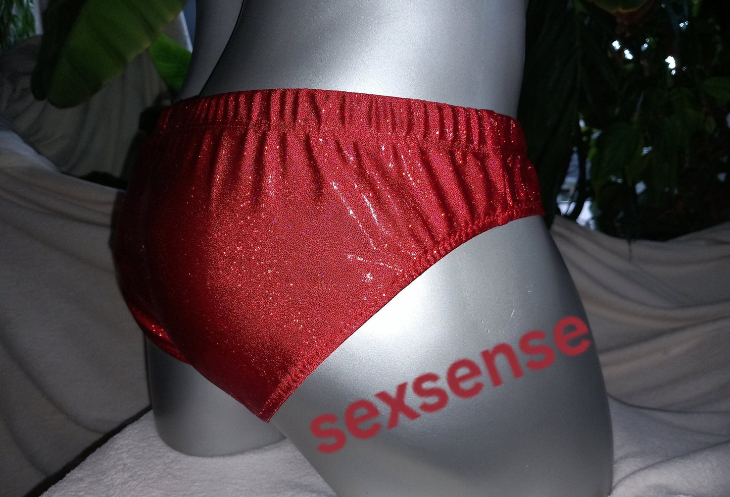Badehose Herren Slip elastisches Lycra rot metallic - SEXSENSE
