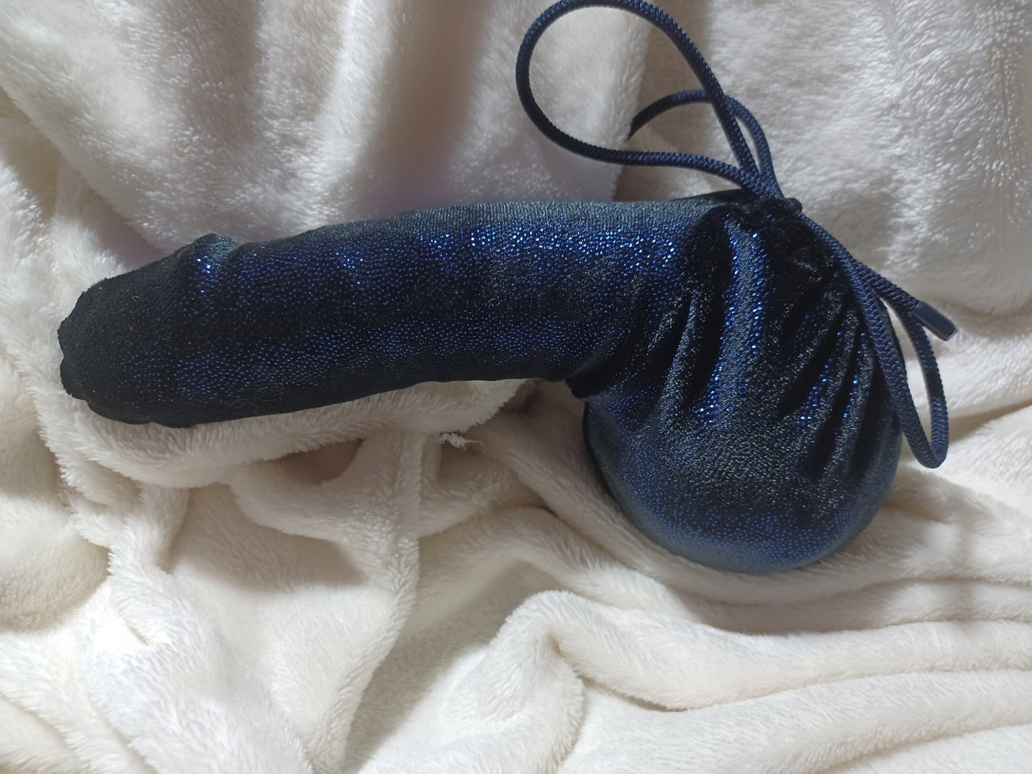 Penissocke Lümmeltüte Juwelensäckchen Nacht blauer Metallic Samt Sleeve elastischer Lycra - SEXSENSE