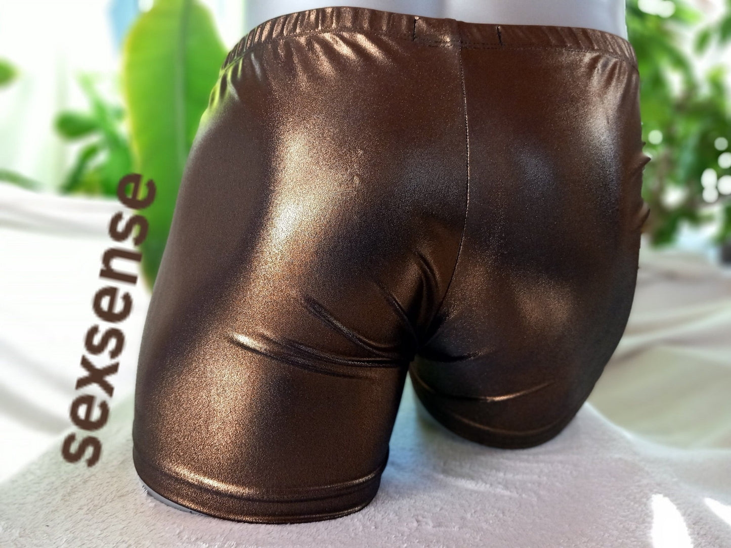 Boxershorts Badeshorts Badehose Lingerie elastischer Lycra Jersey Kupfer metallic - SEXSENSE