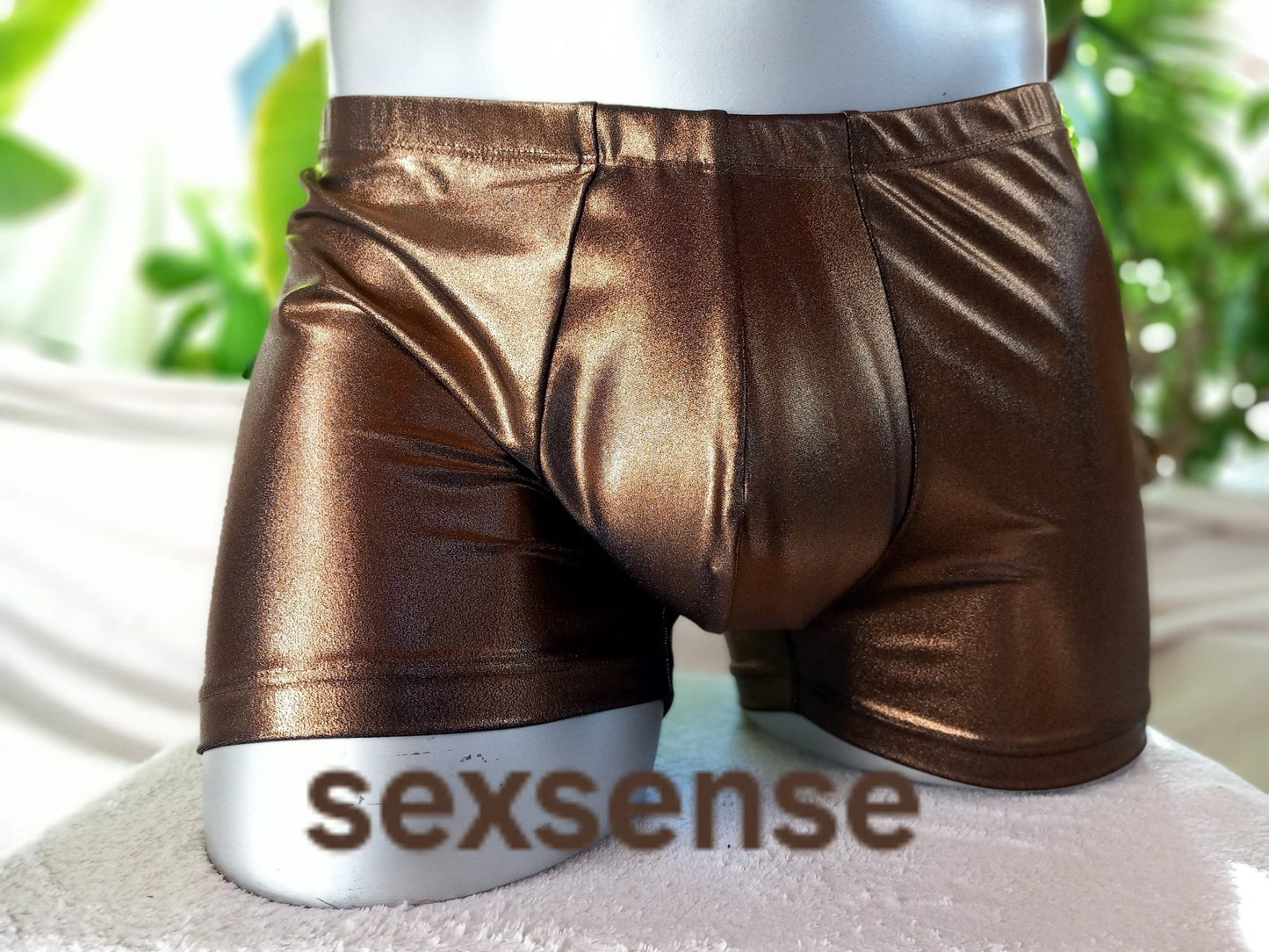 Boxershorts Badeshorts Badehose Lingerie elastischer Lycra Jersey Kupfer metallic - SEXSENSE
