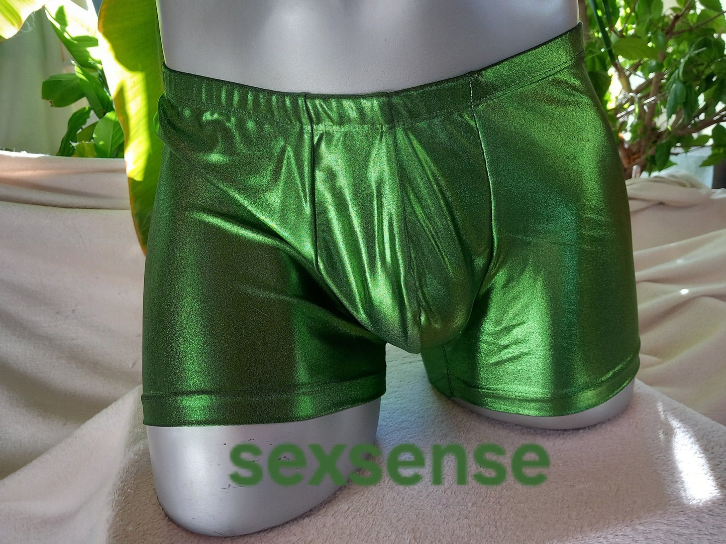 Boxershorts Badehose elastischer Lycra Jersey in Viper grün metallic - SEXSENSE