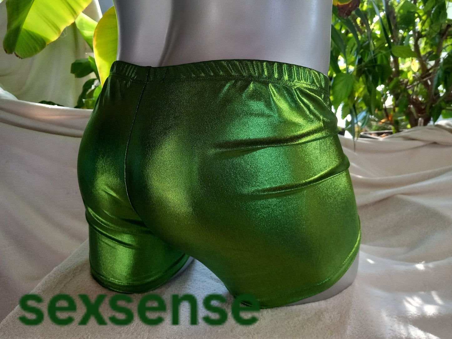 Boxershorts Badehose elastischer Lycra Jersey in Viper grün metallic - SEXSENSE