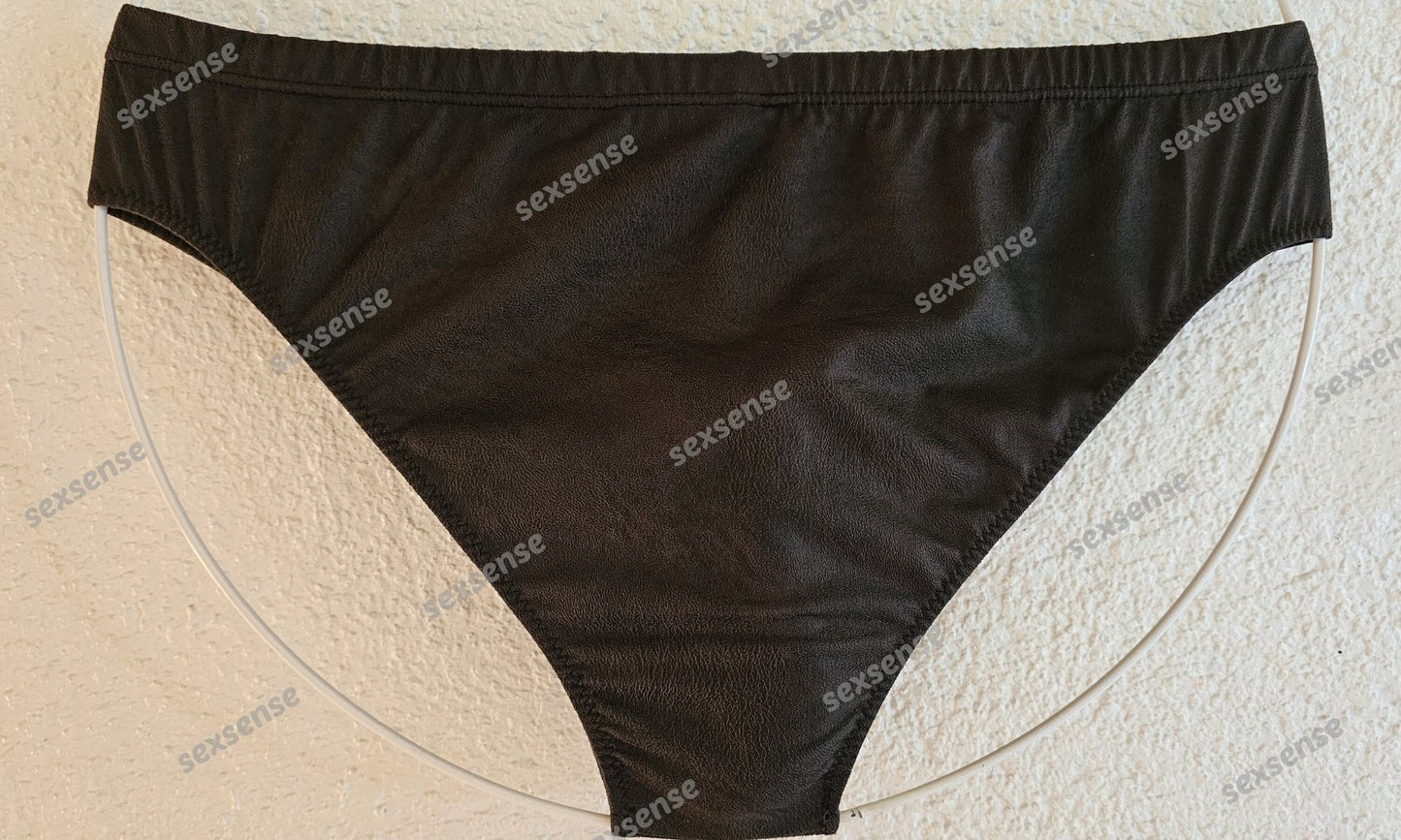 Badehose Slip Wasch - Leder Suede Herren elastisches Antikleder braun - SEXSENSE