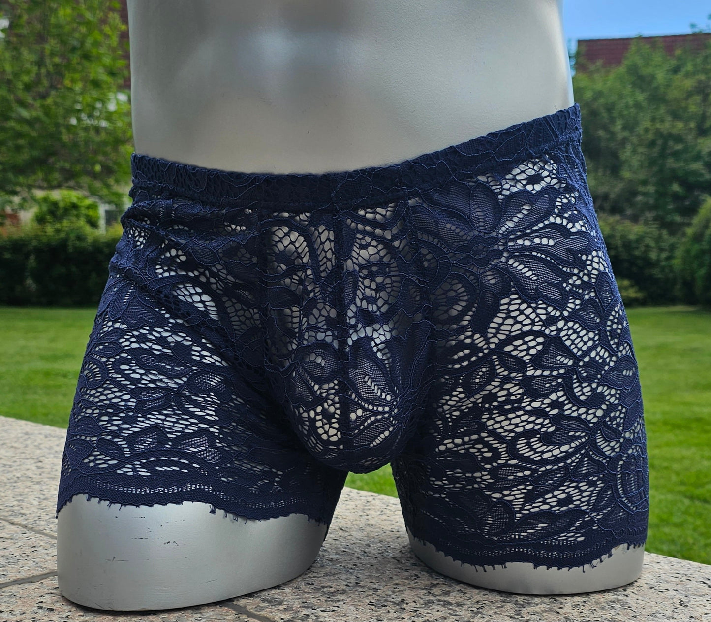 Boxershorts Spitze dunkelblau elastisch transparent enganliegend sexy - SEXSENSE