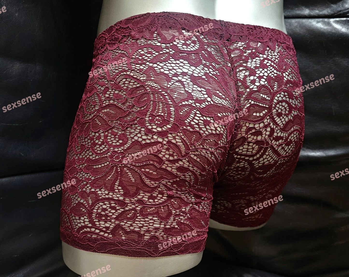 Boxershorts Spitze bordeaux elastisch transparent enganliegend sexy - SEXSENSE