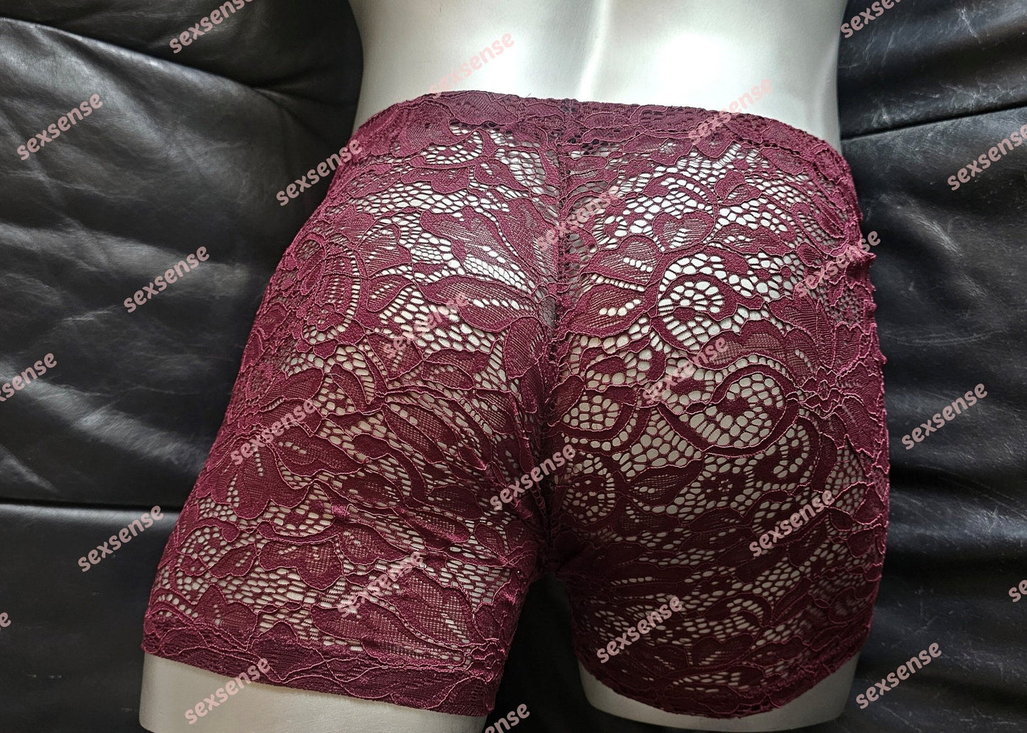 Boxershorts Spitze bordeaux elastisch transparent enganliegend sexy - SEXSENSE