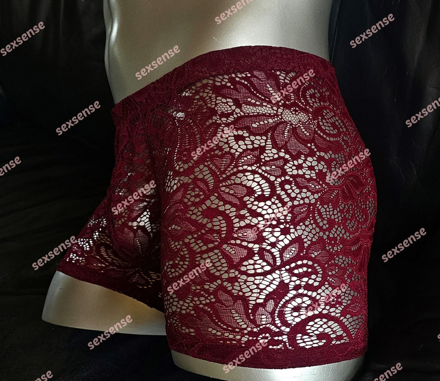 Boxershorts Spitze bordeaux elastisch transparent enganliegend sexy - SEXSENSE