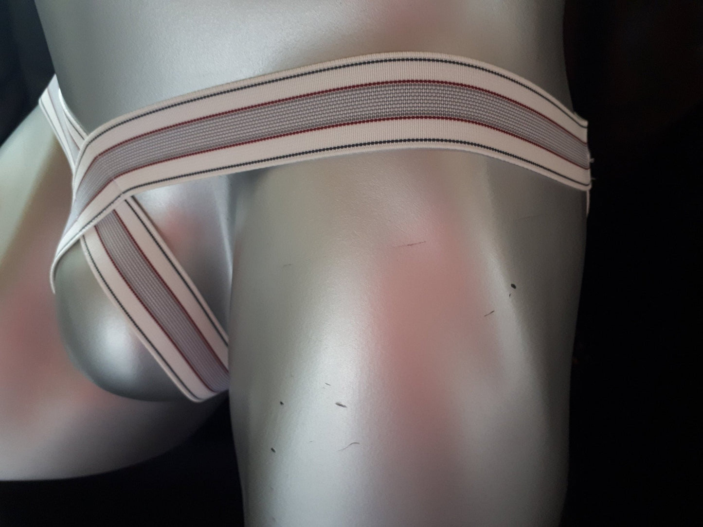 Sling Thong Jockstrap ouvert Push Up Slip G - String weiß mit Streifen - SEXSENSE