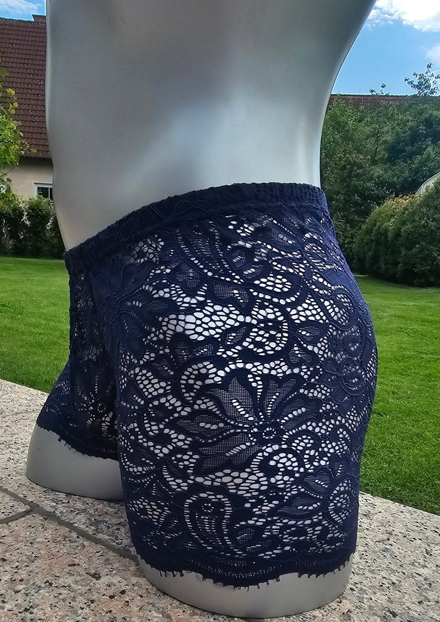 Boxershorts Spitze dunkelblau elastisch transparent enganliegend sexy - SEXSENSE