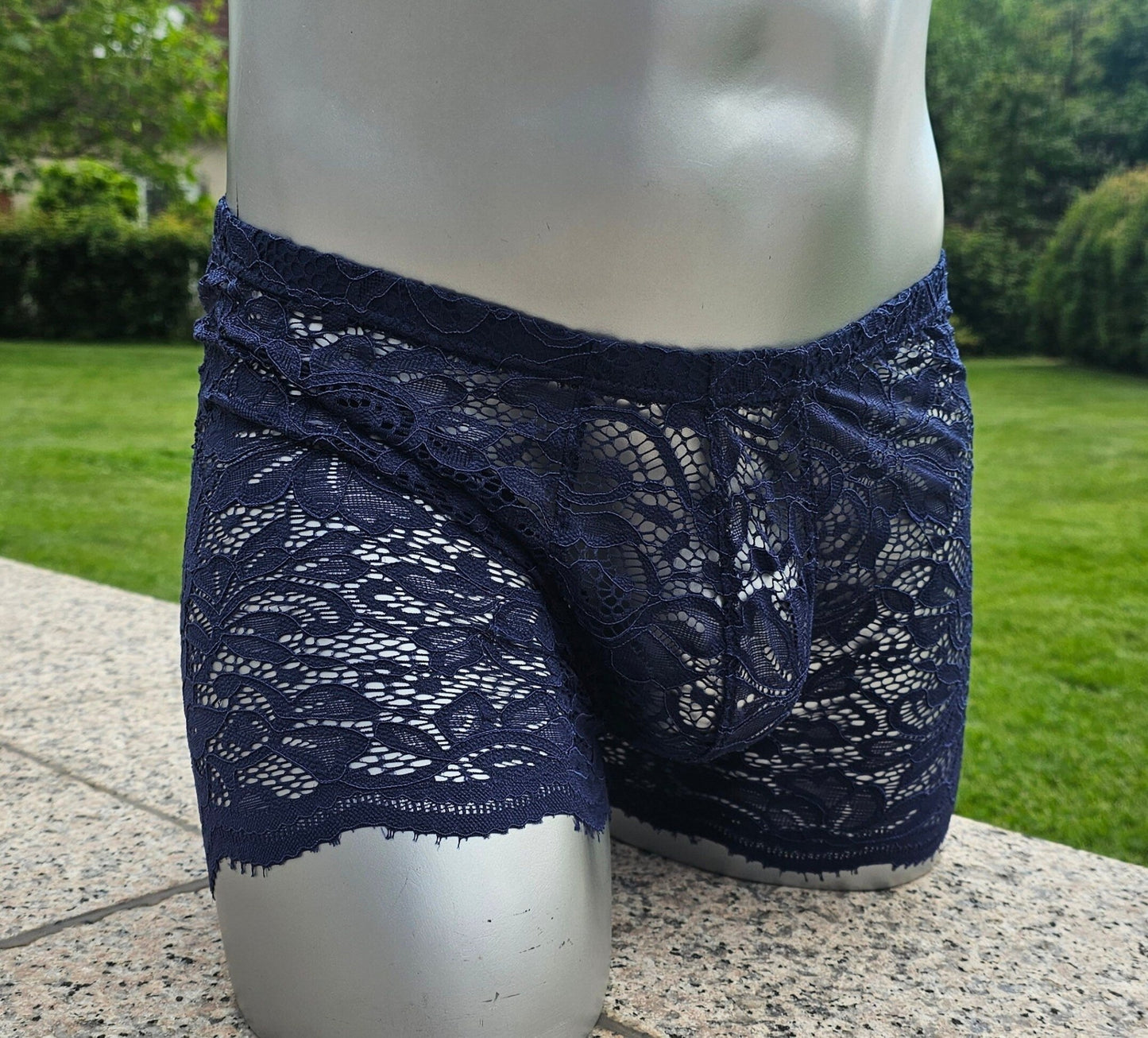 Boxershorts Spitze dunkelblau elastisch transparent enganliegend sexy - SEXSENSE