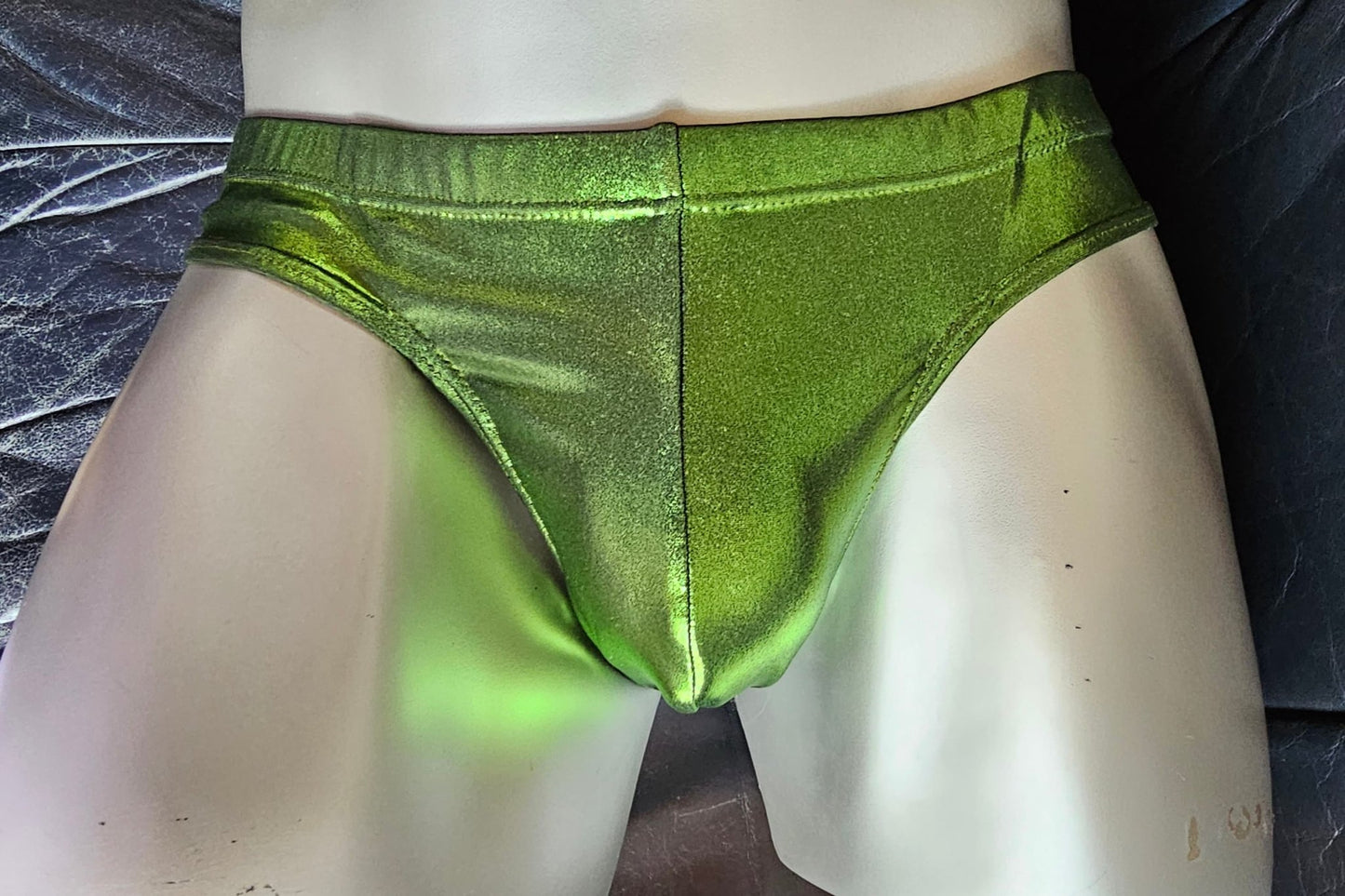 Badehose Viper Grün Metallic Lycra Jersey sexy Herren Dessous - SEXSENSE