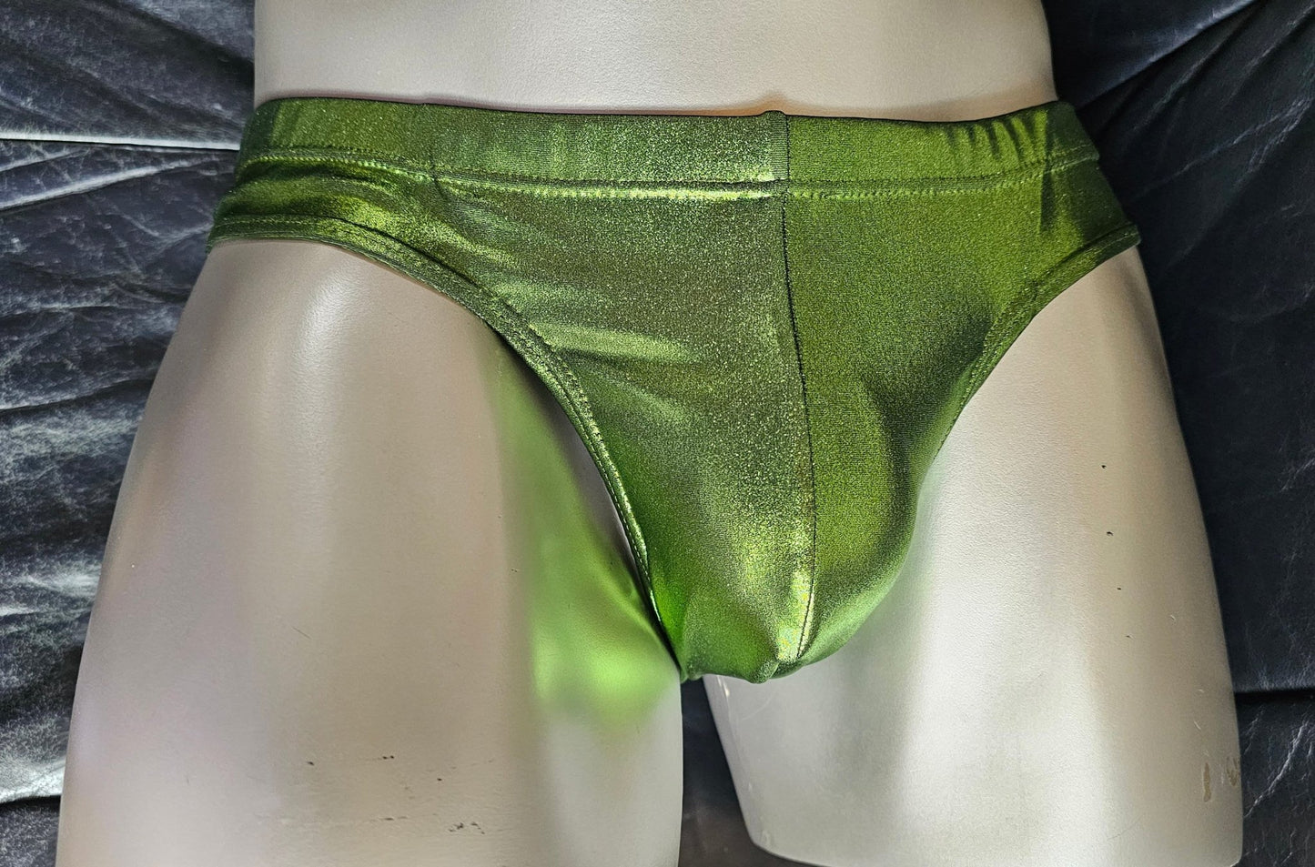 Badehose Viper Grün Metallic Lycra Jersey sexy Herren Dessous - SEXSENSE