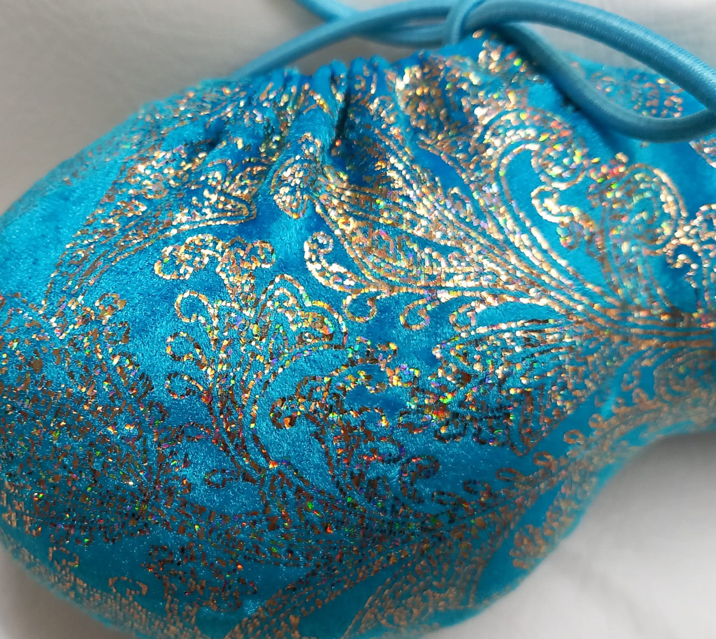 Penissocke Juwelensäckchen blauer Samt mit Gold Hodensack Eierwärmer Willy Pyjama - SEXSENSE