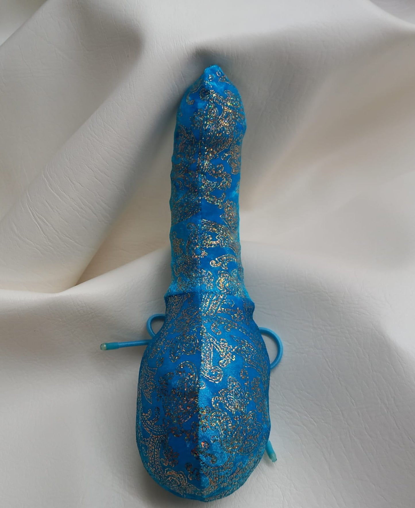Penissocke Juwelensäckchen blauer Samt mit Gold Hodensack Eierwärmer Willy Pyjama - SEXSENSE