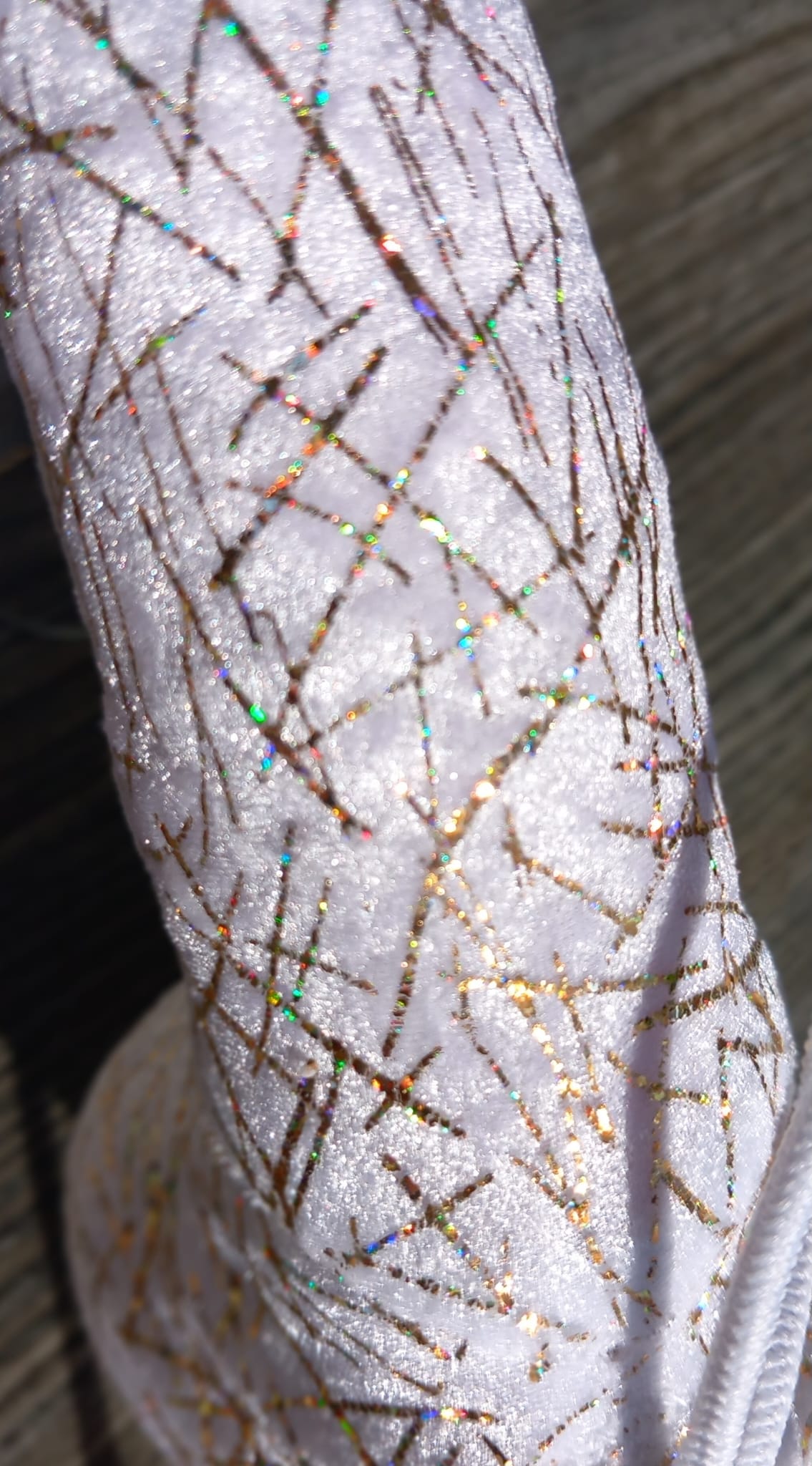 Penissocke Lümmeltüte Juwelensäckchen weißer Lycra Samt mit Hologramm Glitter Gold Glockenhalter Willyärmer - SEXSENSE