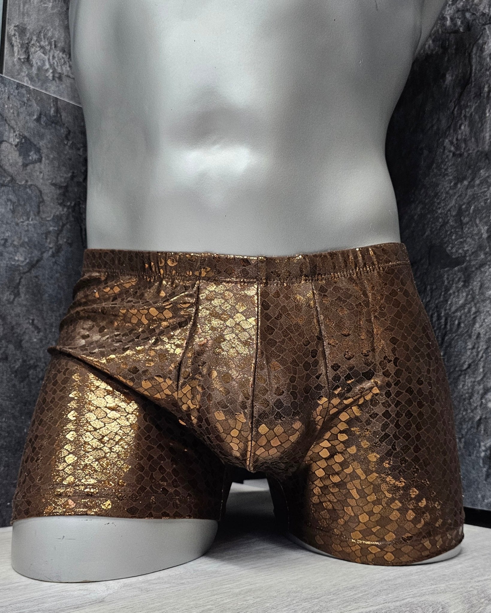 Badehose Boxershorts Kupfer Metallic elastischer Lycra - SEXSENSE