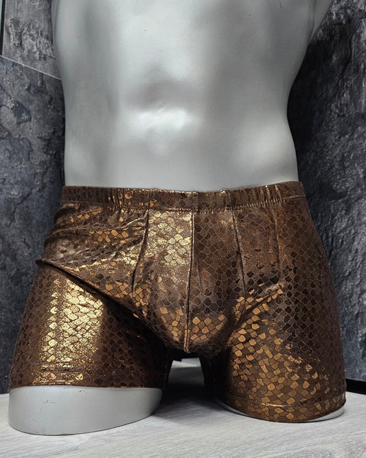Badehose Boxershorts Kupfer Metallic elastischer Lycra - SEXSENSE