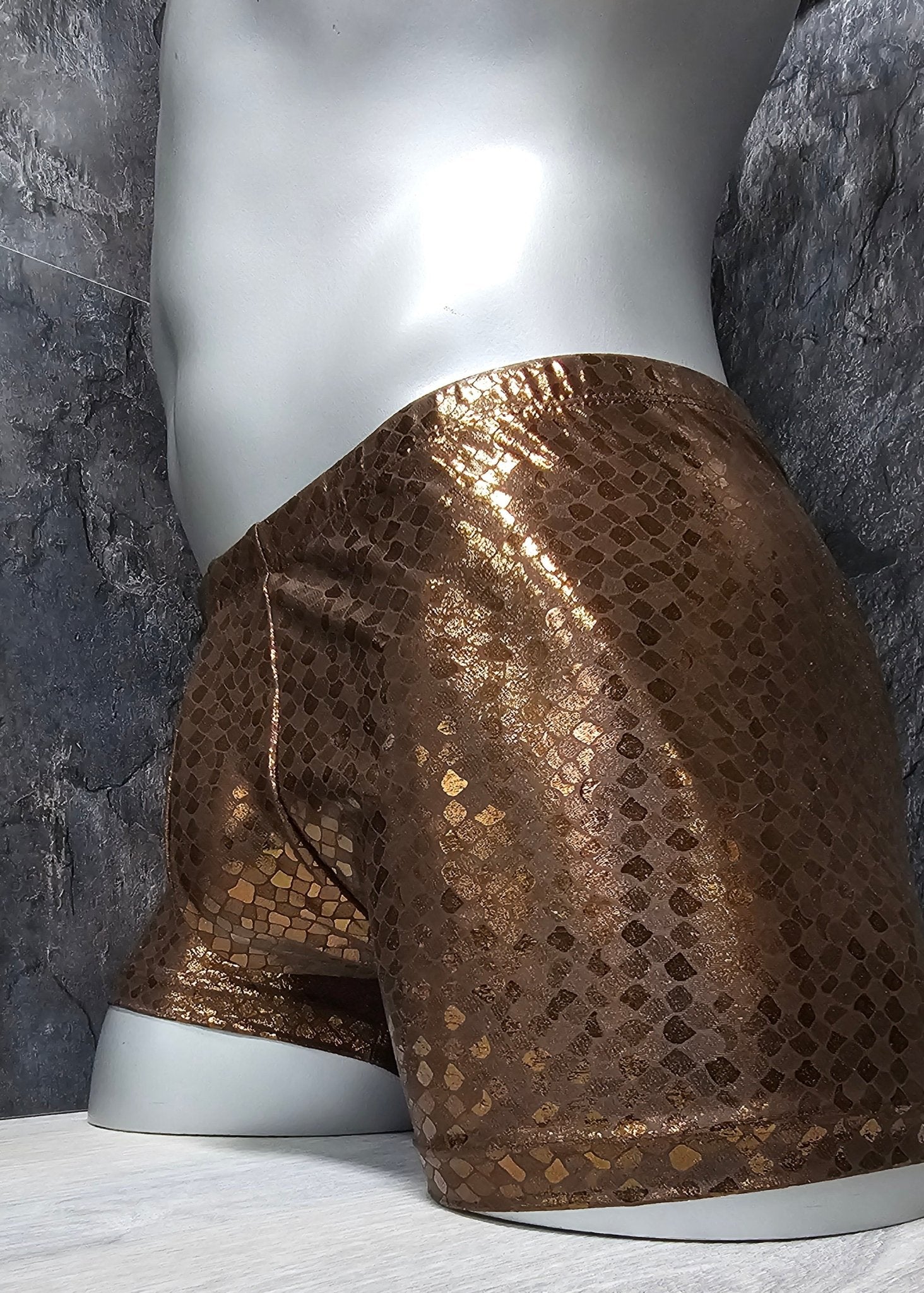 Badehose Boxershorts Kupfer Metallic elastischer Lycra - SEXSENSE