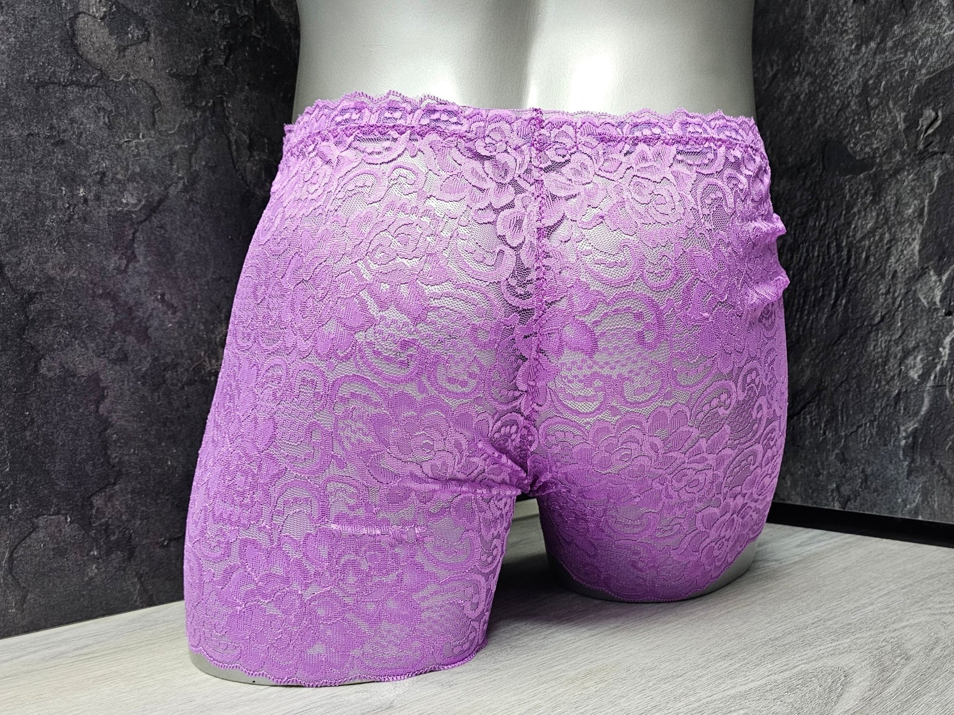 Boxershorts Spitze hell - lila elastisch transparent enganliegend sexy - SEXSENSE