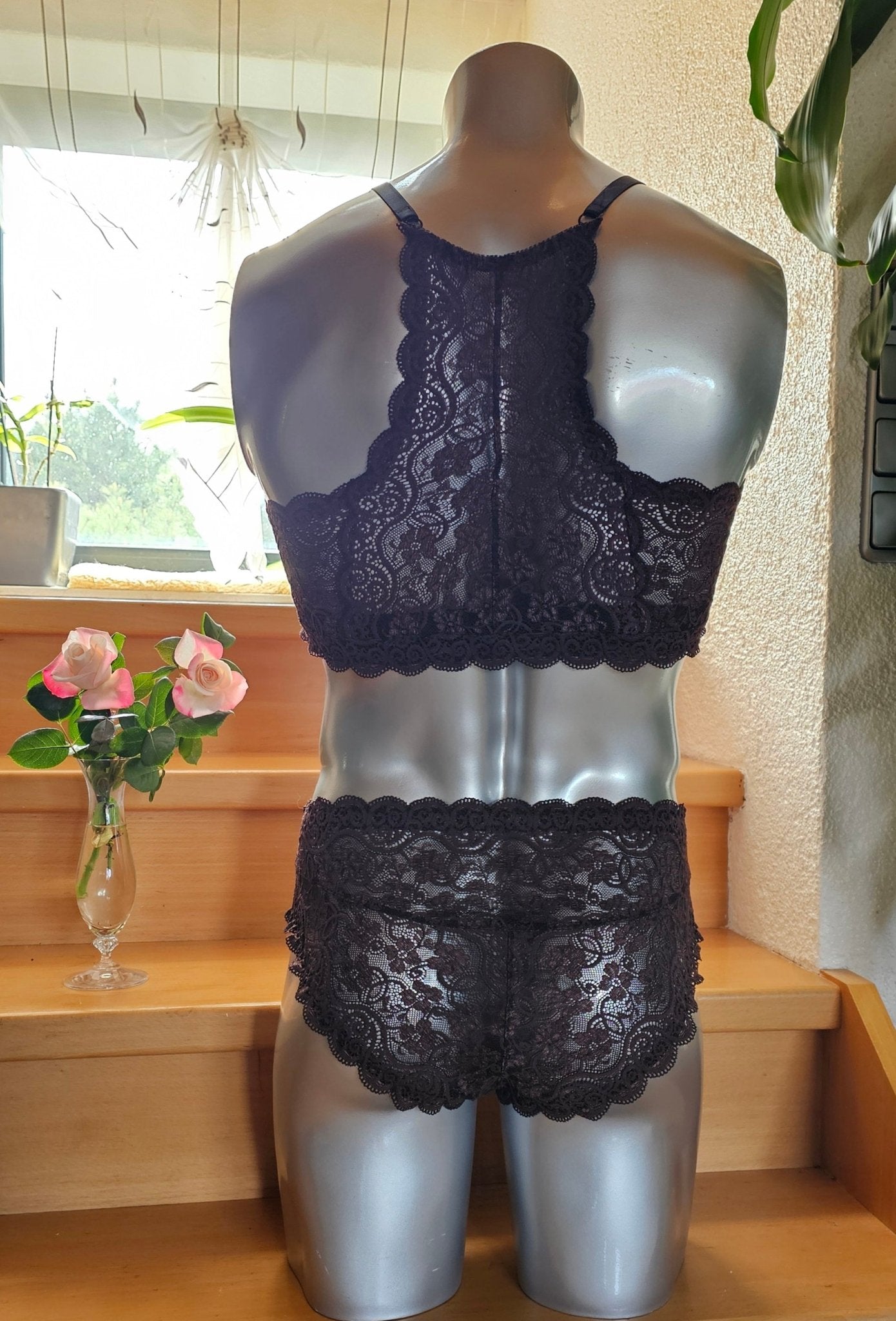 Set 2 - teilig Bustier Muscle - Shirt/ Crop - Top und Slip Herren Unterwäsche elastisch Spitze - SEXSENSE