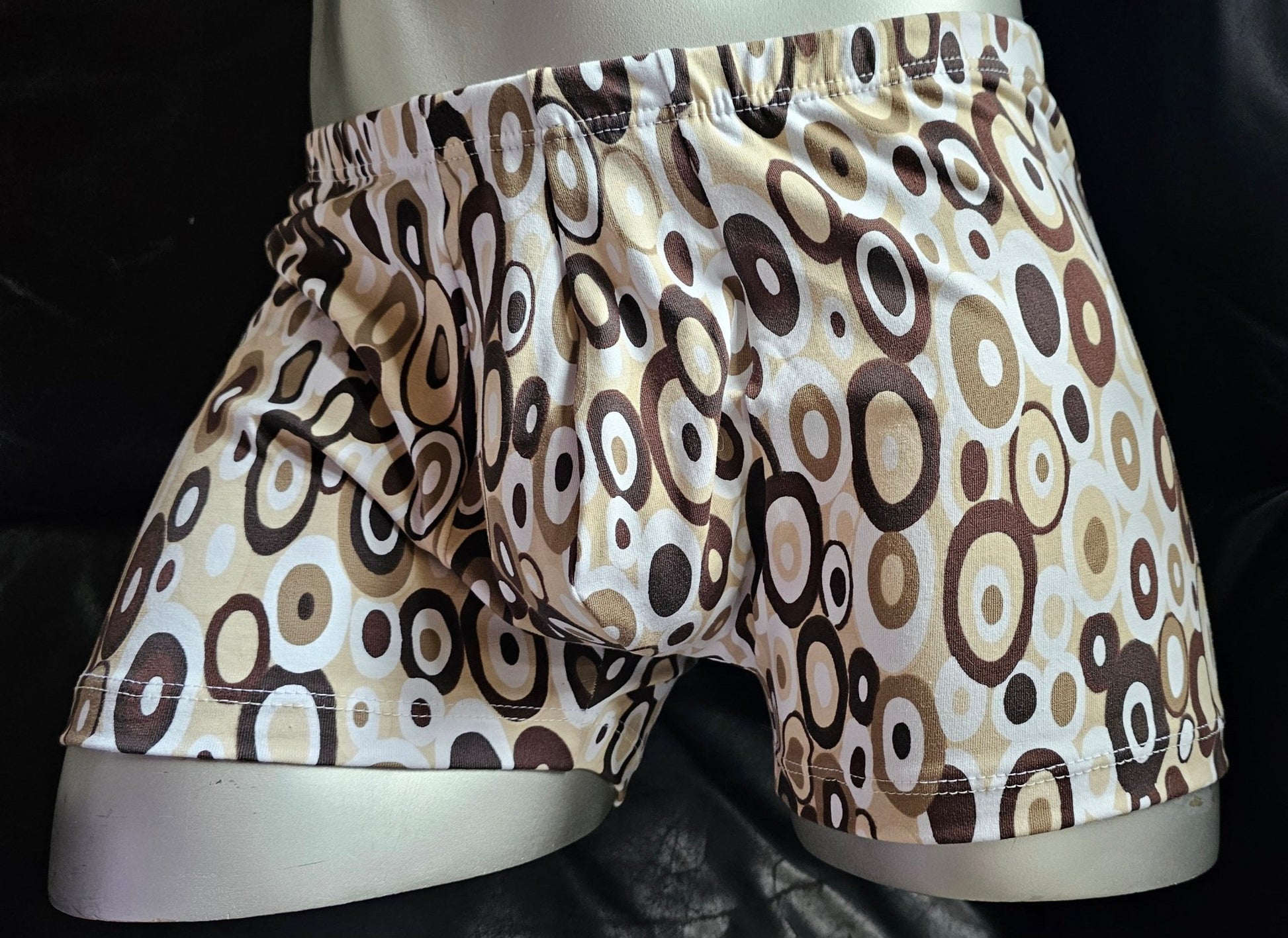 Boxershorts Herren Unterwäsche Schlafhose Unikat Retro - Design Modal/Viskose Jersey beige/braun - SEXSENSE