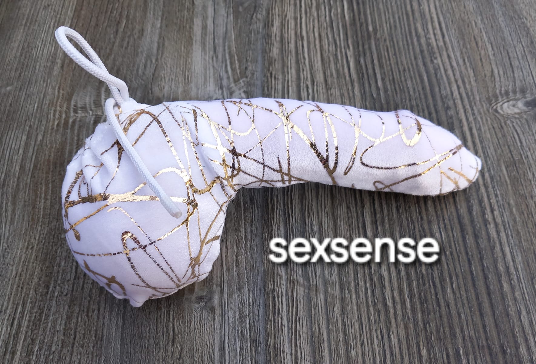 Penissocke Lümmeltüte Juwelensäckchen weißer Lycra Samt mit Gold Sackhalter Willy - Pyjama - SEXSENSE