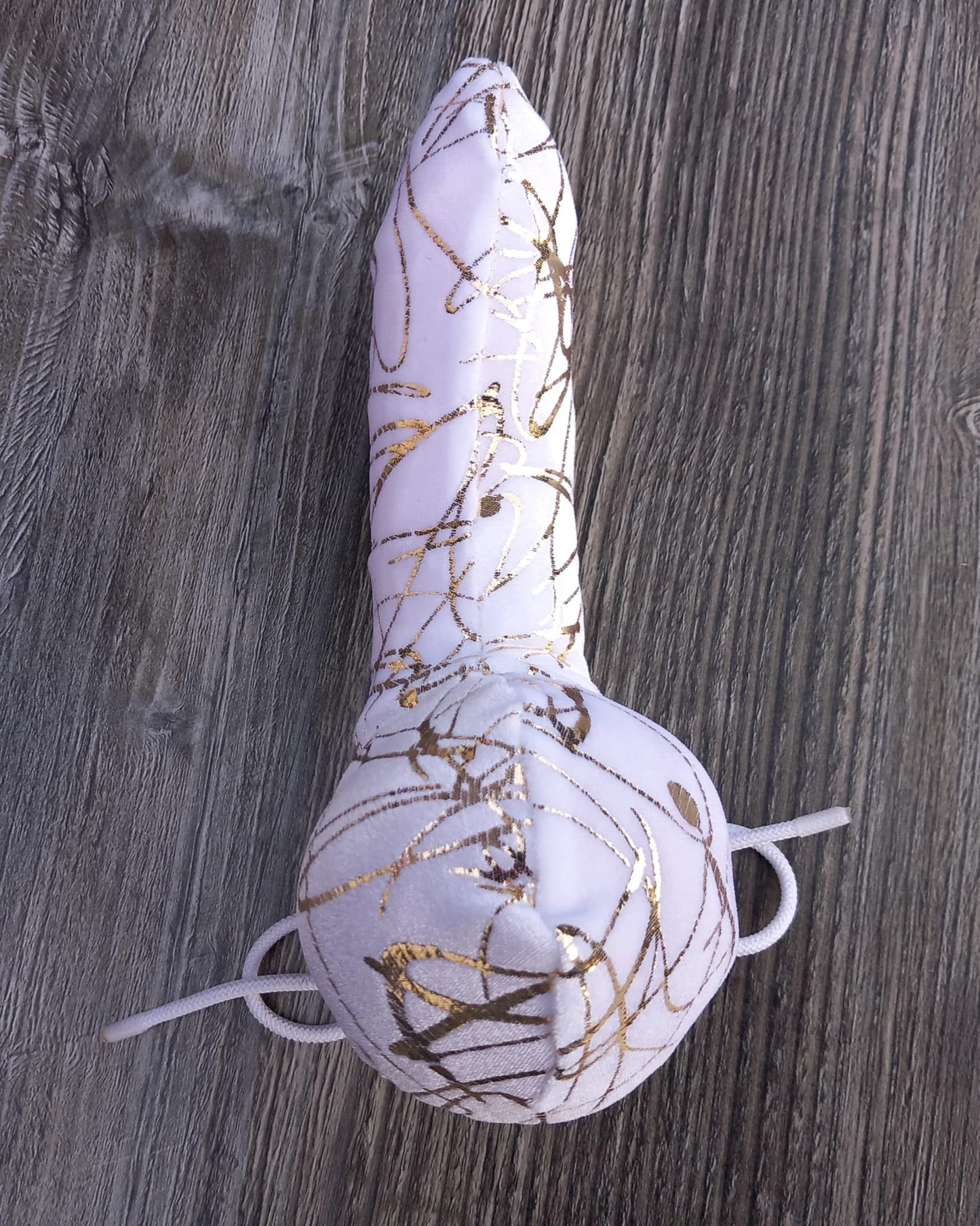 Penissocke Lümmeltüte Juwelensäckchen weißer Lycra Samt mit Gold Sackhalter Willy - Pyjama - SEXSENSE