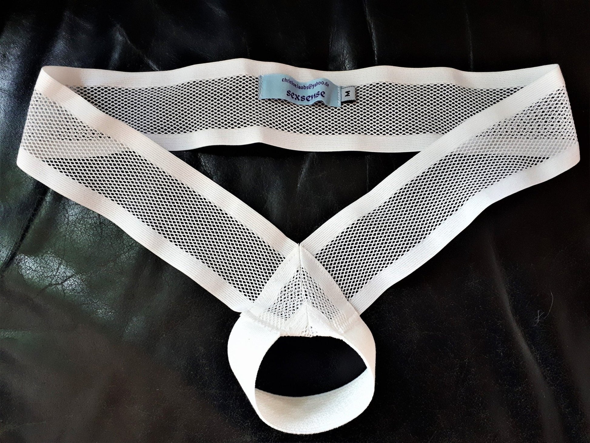 Jockstrap Sling Thong ouvert Push Up Slip weiß Mesh elastisch - SEXSENSE
