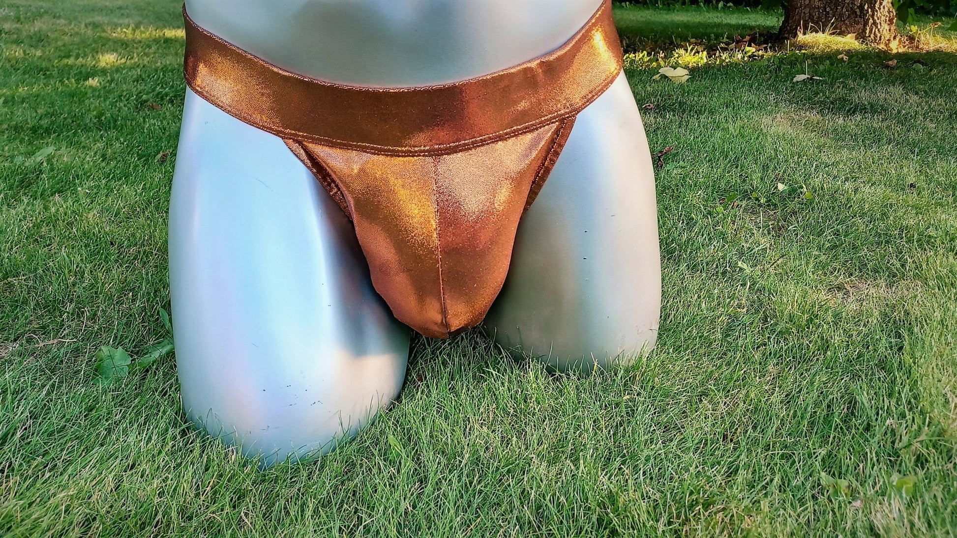 Thong fetisch ouvert Silikon Cockring Kupfer Metallic Polos open Butt Badehose Push Up - SEXSENSE
