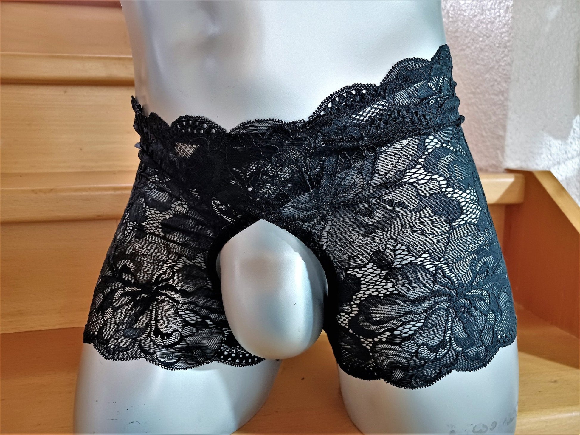 Strumpfbänder Straps halterlos Stay Hip for man ouvert 2 - teilig elastische Spitze schwarz UNIKAT sexy Dessous Fetisch - SEXSENSE