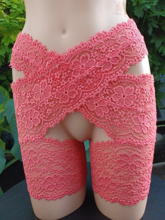 Stay Hip Oberschenkelschoner elastische Spitze in lachsfarbenen Dessous Lingerie Strumpfband ouvert - SEXSENSE