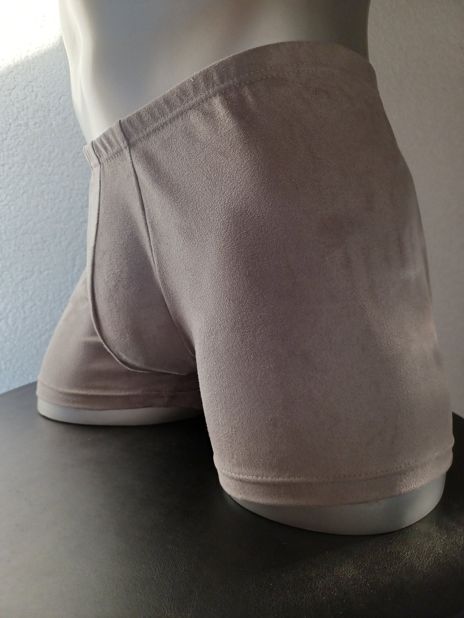 Wasch - Leder Boxershorts Suede elastische Badeshorts in hellgrau - SEXSENSE