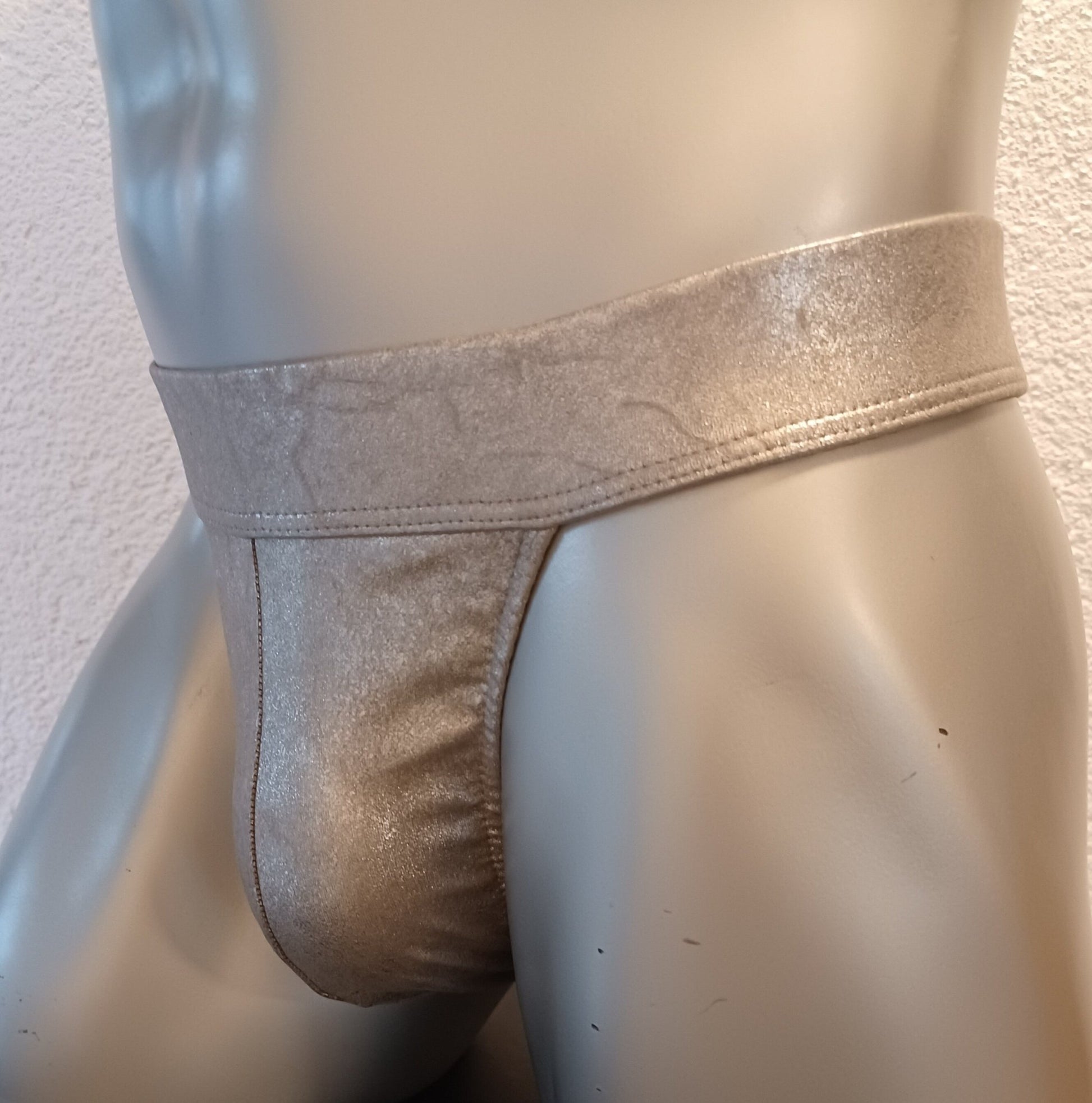 Wasch - Leder Badehose String Suede Herren Dessous Unterwäsche Lingerie elastisches Antikleder silber Gr S - XL Unikat - SEXSENSE