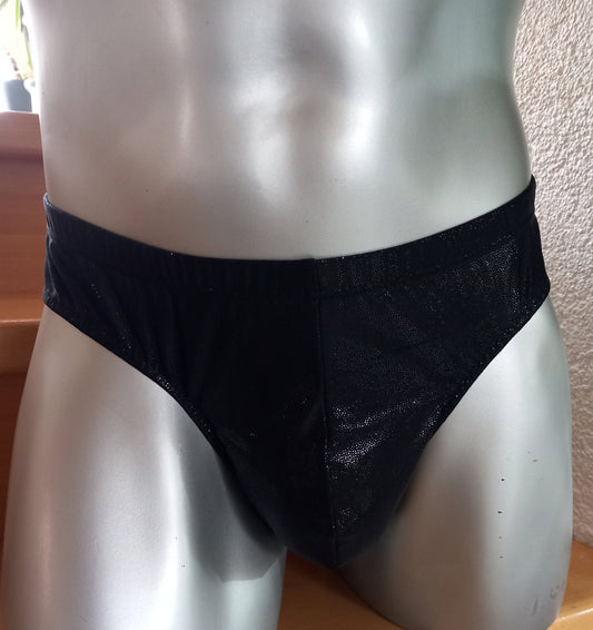Badehose mit full Butt  Herren auch tragbar als Dessous Unterwäsche elastisches Lycra schwarz wetlook