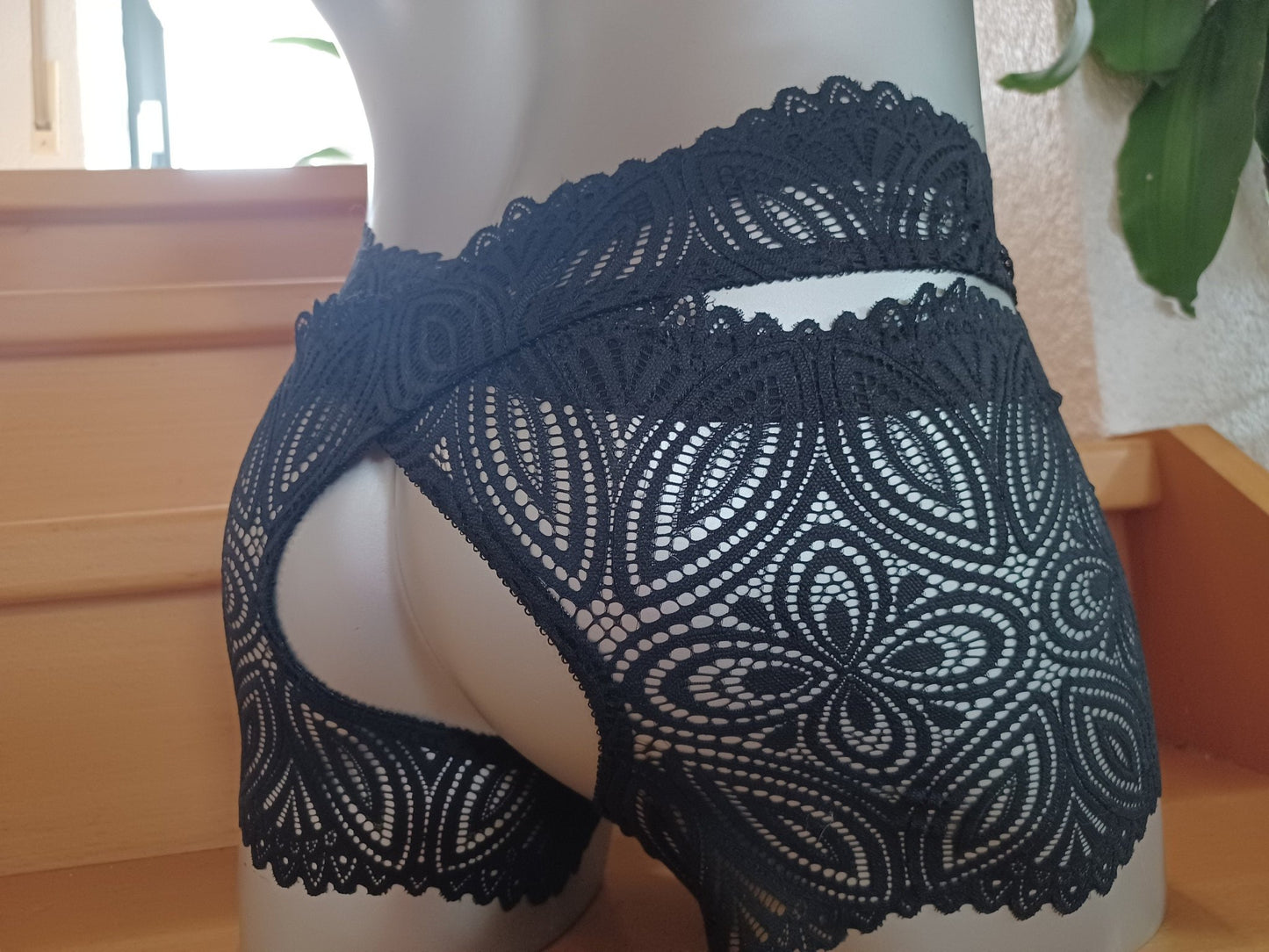 Herren Straps Stay Hip, ouvert 2 - teilig, Strumpfbänder elastische Spitze schwarz halterlose Fetisch - SEXSENSE