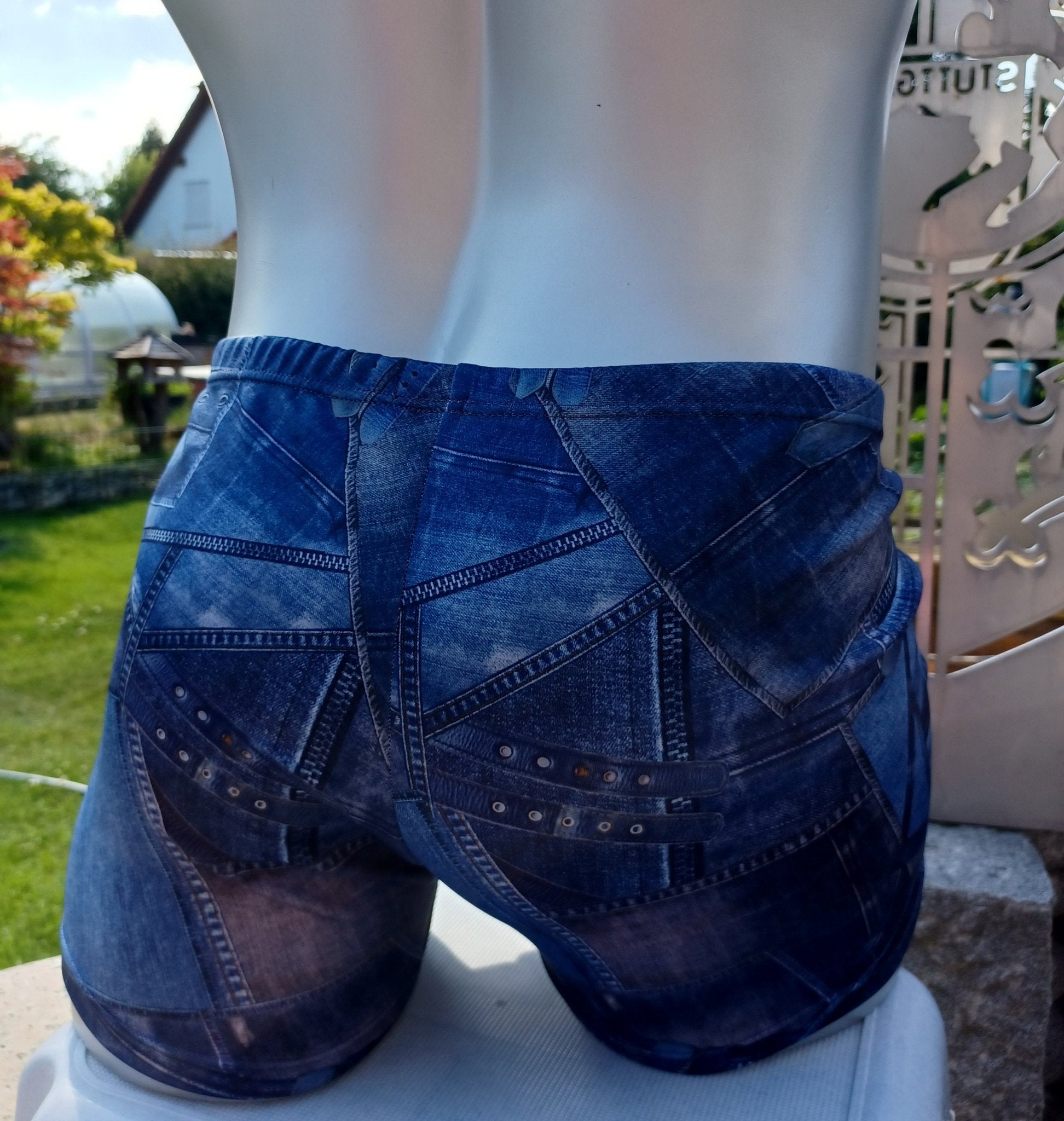 Boxershorts Badeshorts Badehose elastischer Scuba Jersey in Jeans Optik - SEXSENSE