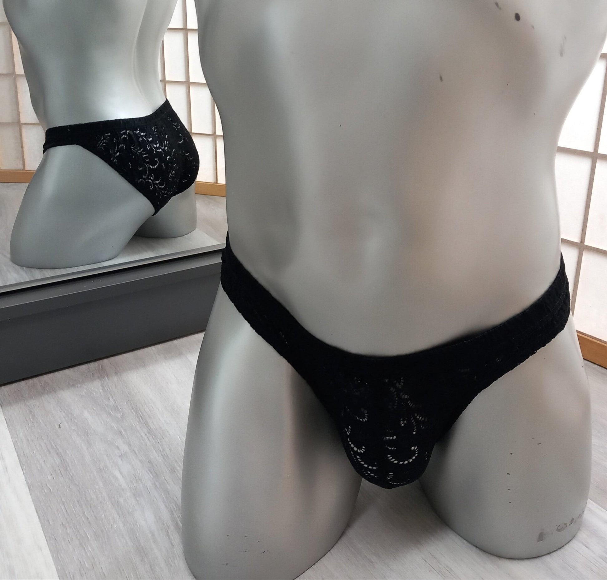 Slip Low Waist full Butt Spitze schwarz Brief Herren sexy Dessous - SEXSENSE