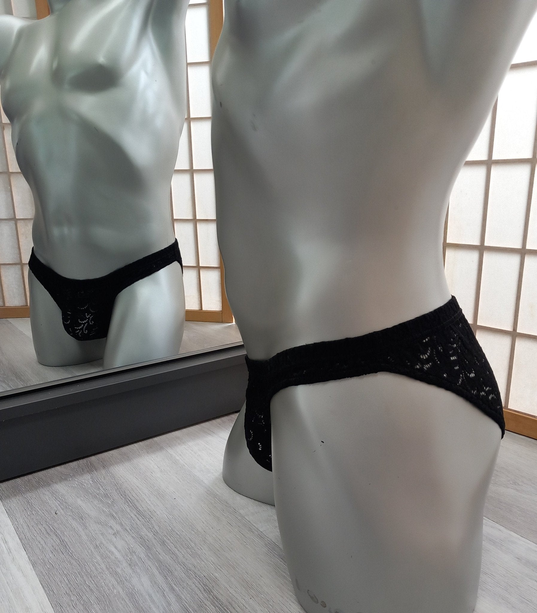 Slip Low Waist full Butt Spitze schwarz Brief Herren sexy Dessous - SEXSENSE