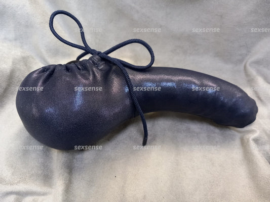 Satan schwarze Penissocke aus elastischem Lycra im wet-Look vorne geschlossen mit Gummibändel zum Schnüren