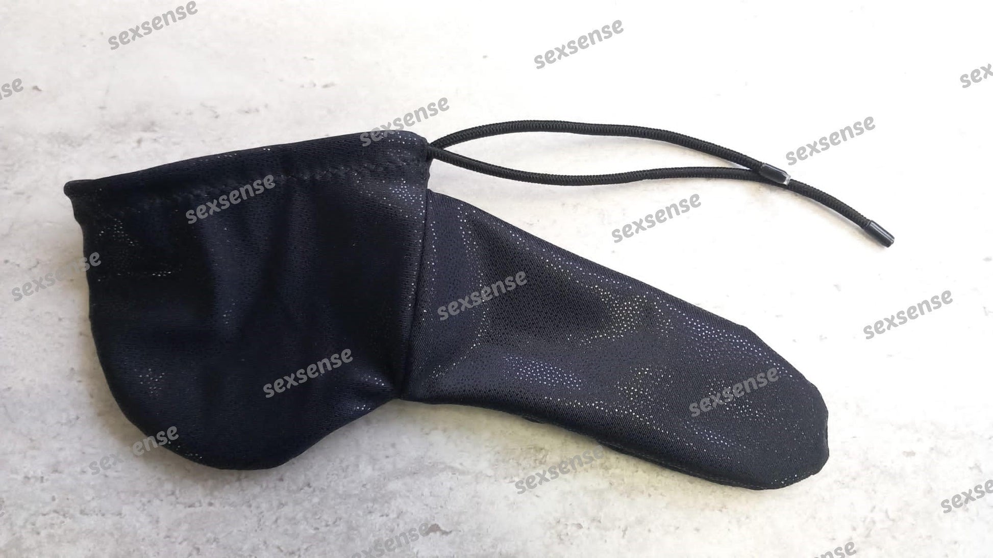 Penissocke Lümmeltüte Juwelensäckchen schwarz wetlook elastischer Lycra Sleeve - SEXSENSE