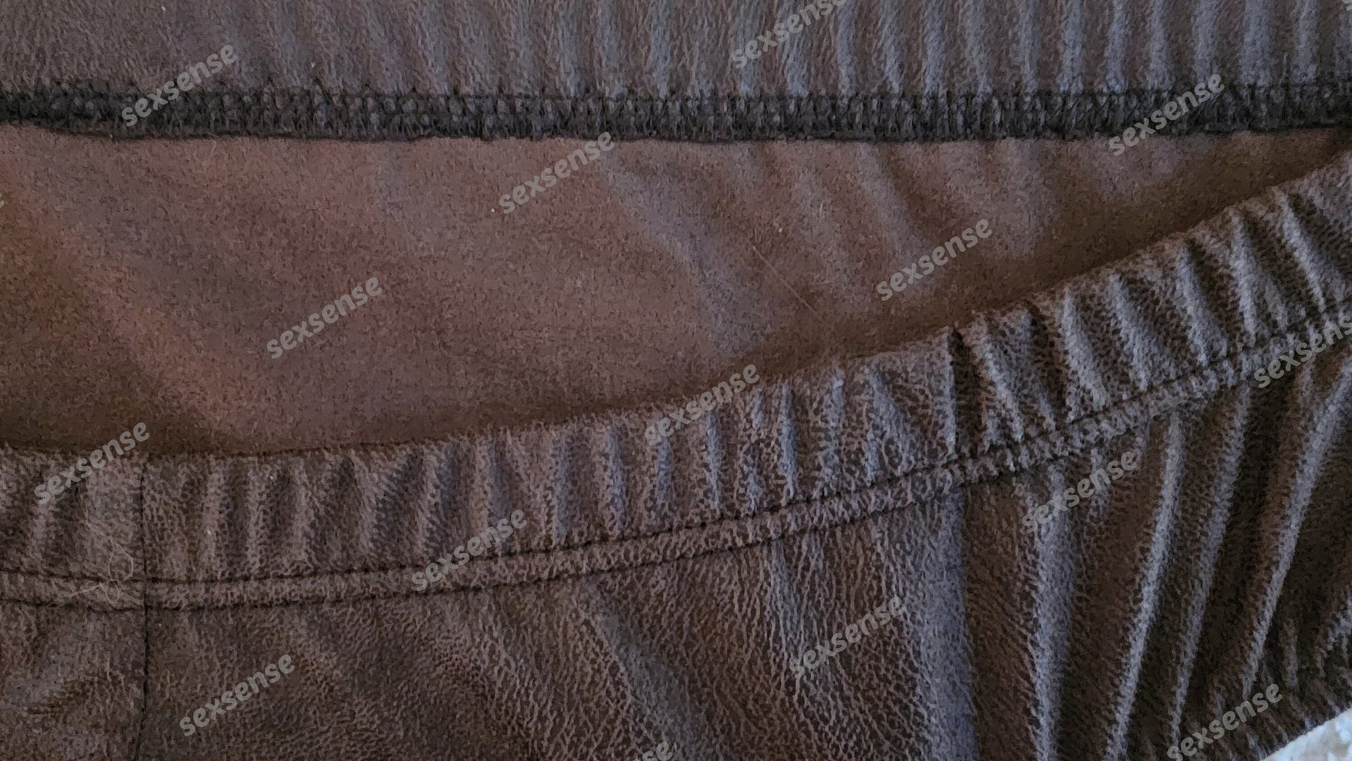 Badehose Slip Wasch - Leder Suede Herren elastisches Antikleder braun - SEXSENSE