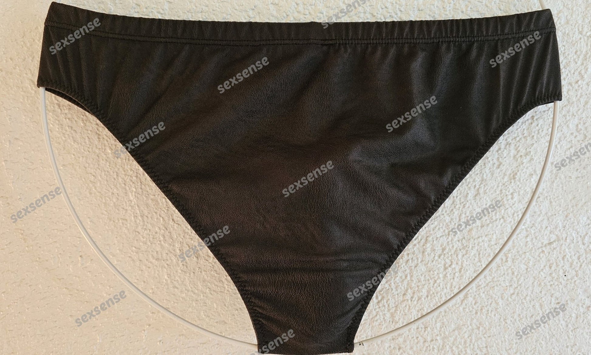 Badehose Slip Wasch - Leder Suede Herren elastisches Antikleder braun - SEXSENSE
