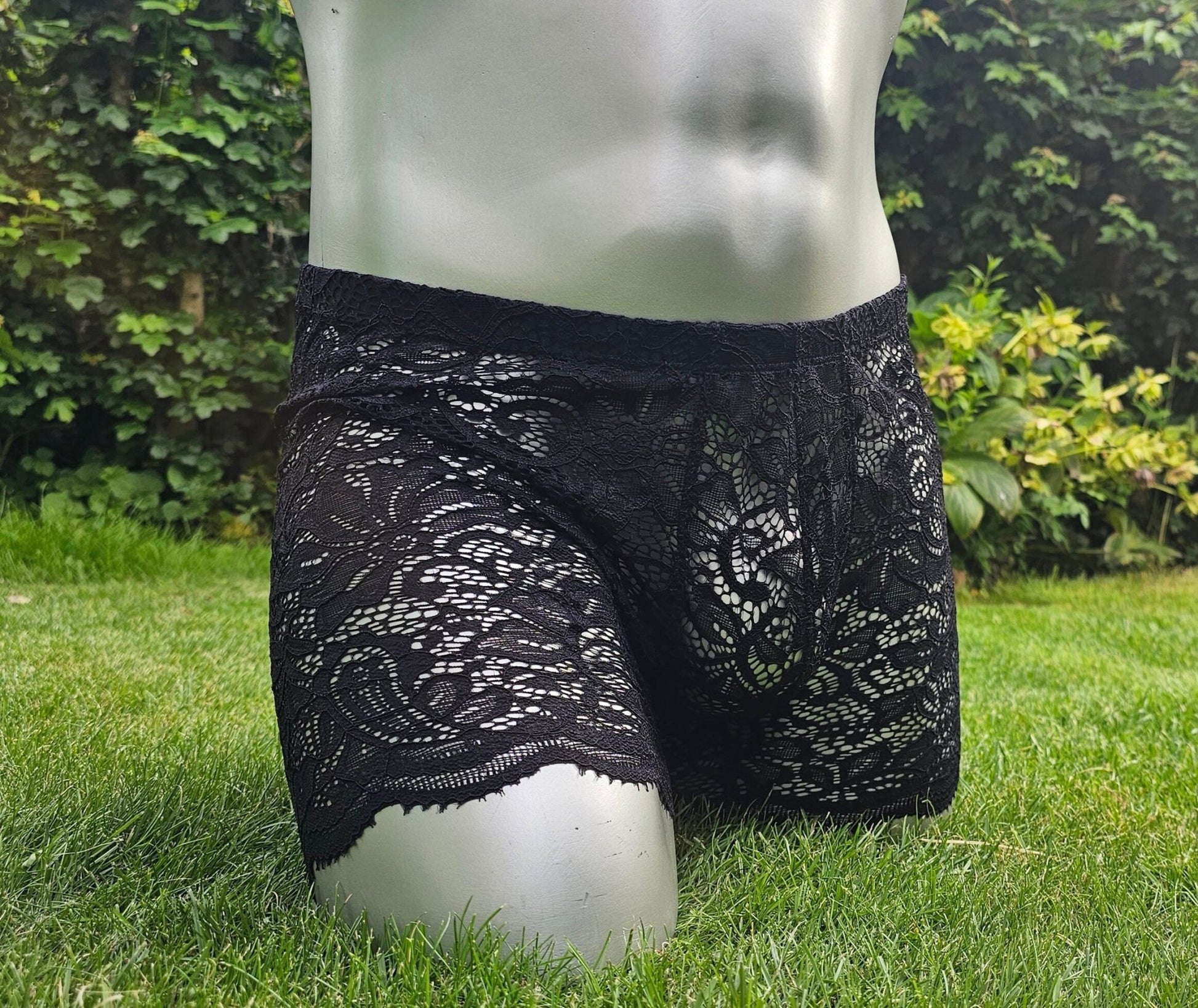 Boxershorts Spitze schwarz elastisch transparent enganliegend sexy - SEXSENSE
