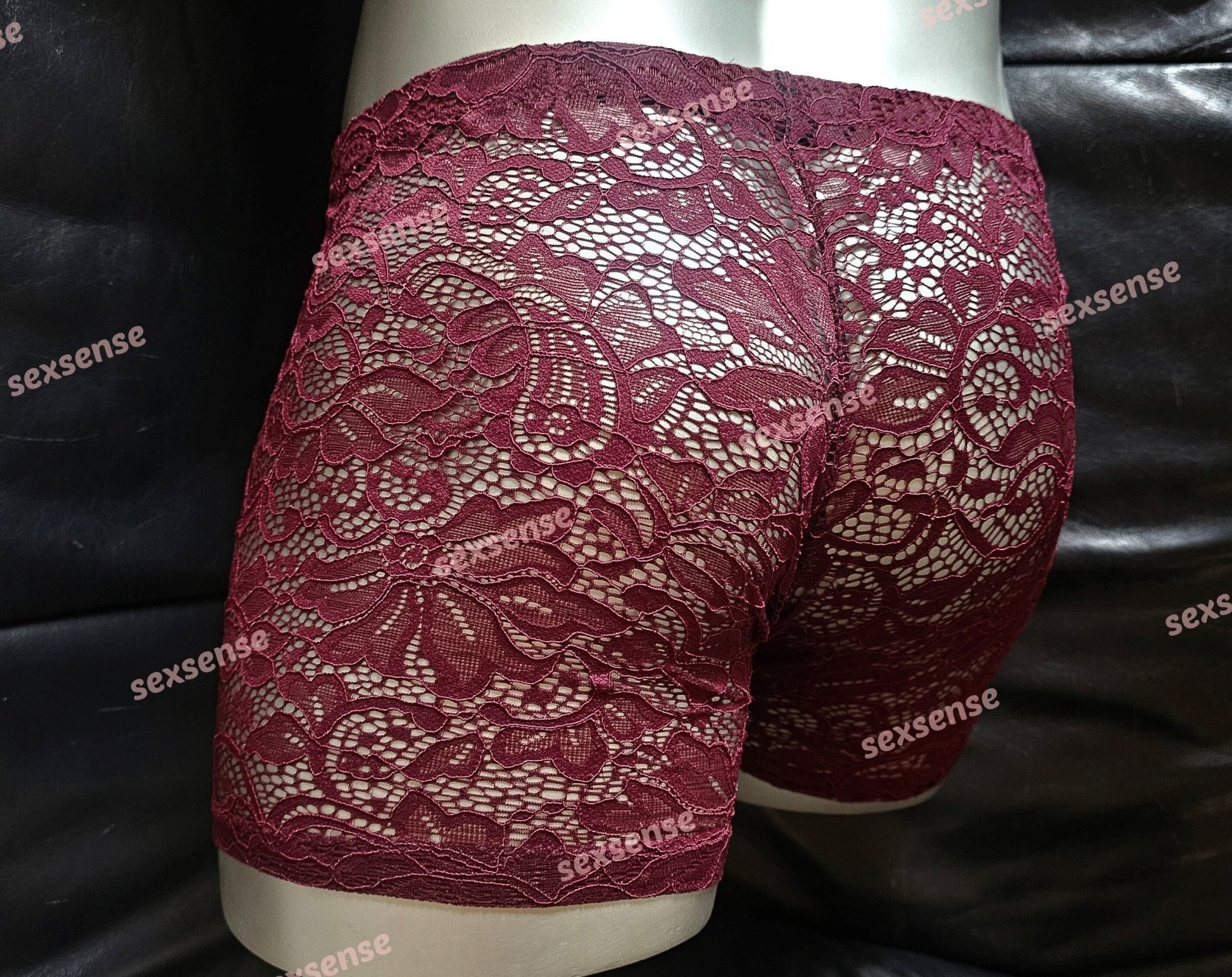 Boxershorts Spitze bordeaux elastisch transparent enganliegend sexy - SEXSENSE