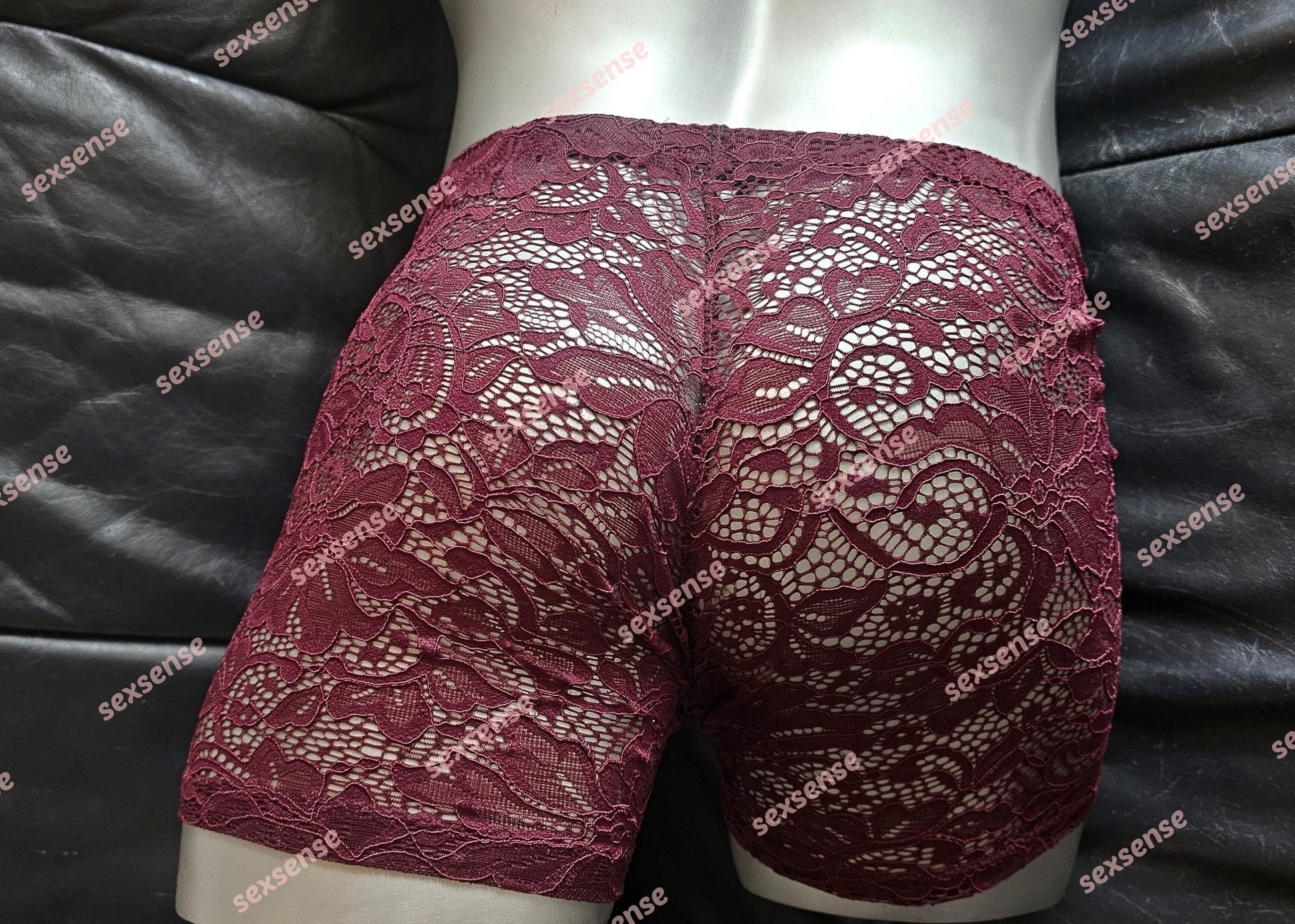 Boxershorts Spitze bordeaux elastisch transparent enganliegend sexy - SEXSENSE