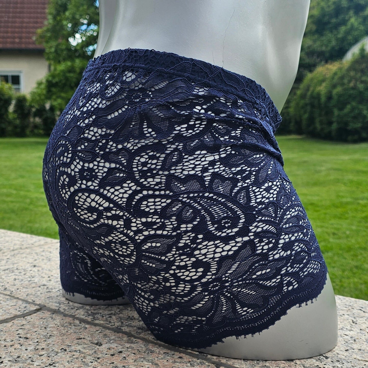 Boxershorts Spitze dunkelblau elastisch transparent enganliegend sexy - SEXSENSE