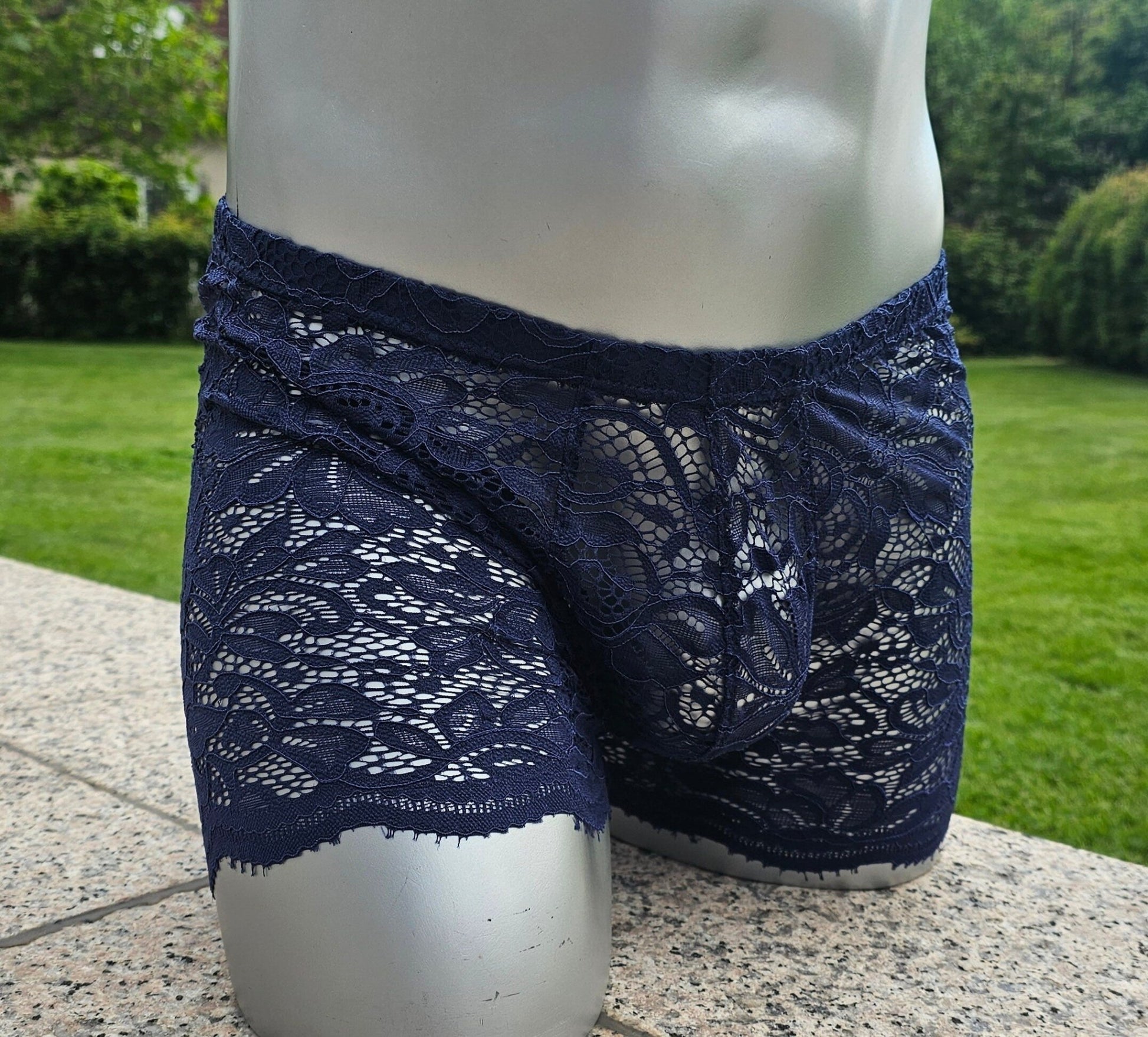 Boxershorts Spitze dunkelblau elastisch transparent enganliegend sexy - SEXSENSE