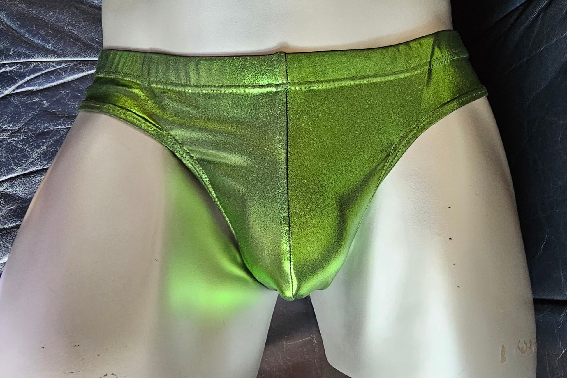 Badehose Viper Grün Metallic Lycra Jersey sexy Herren Dessous - SEXSENSE